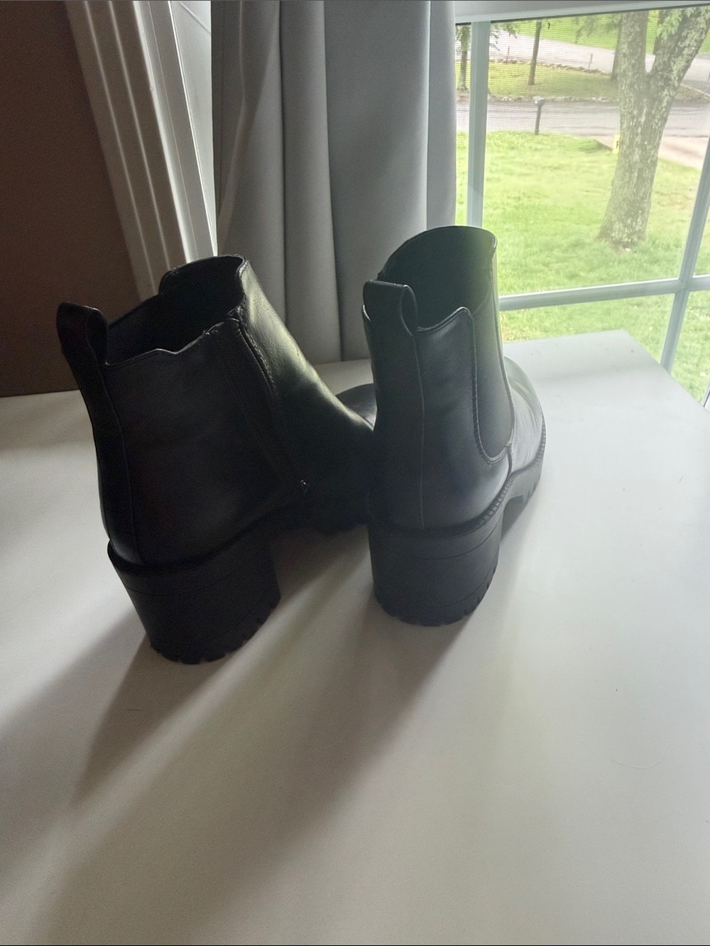Black Women's Chelsea Lug Boots - Classic Ankle Boot - Picture 3 of 4